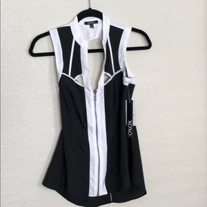 Black and white sleeveless top